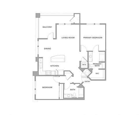 Floor plan for 2 beds, 2 baths, 1386 sqft